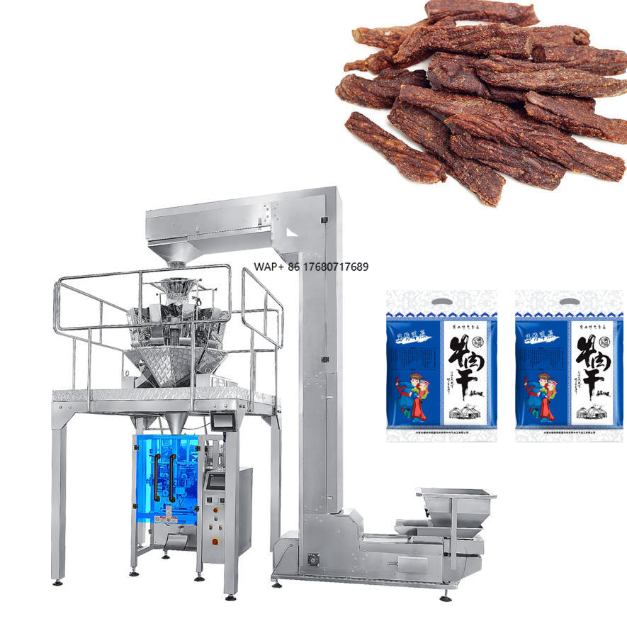 Jerky Beef Pack - Mesin Pengemas Vertikal Otomatis Multihead Weighing