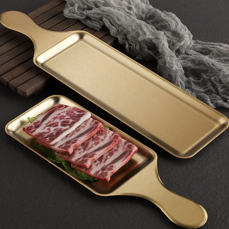 Korean Food Snacks - Piring Persegi Panjang Baja Tahan Karat