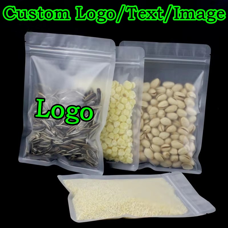Food Snacks Logos - 100PCS Kantong Kemasan Plastik Ziplock Buram