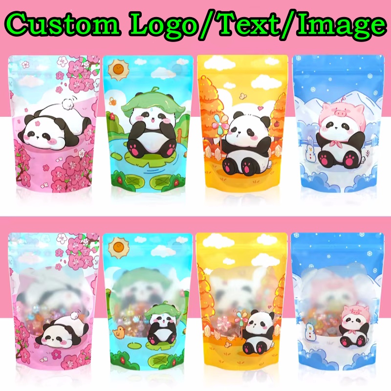 Food Snacks Logos - 100PCS Kantong Aluminium Foil Berjendela dengan
