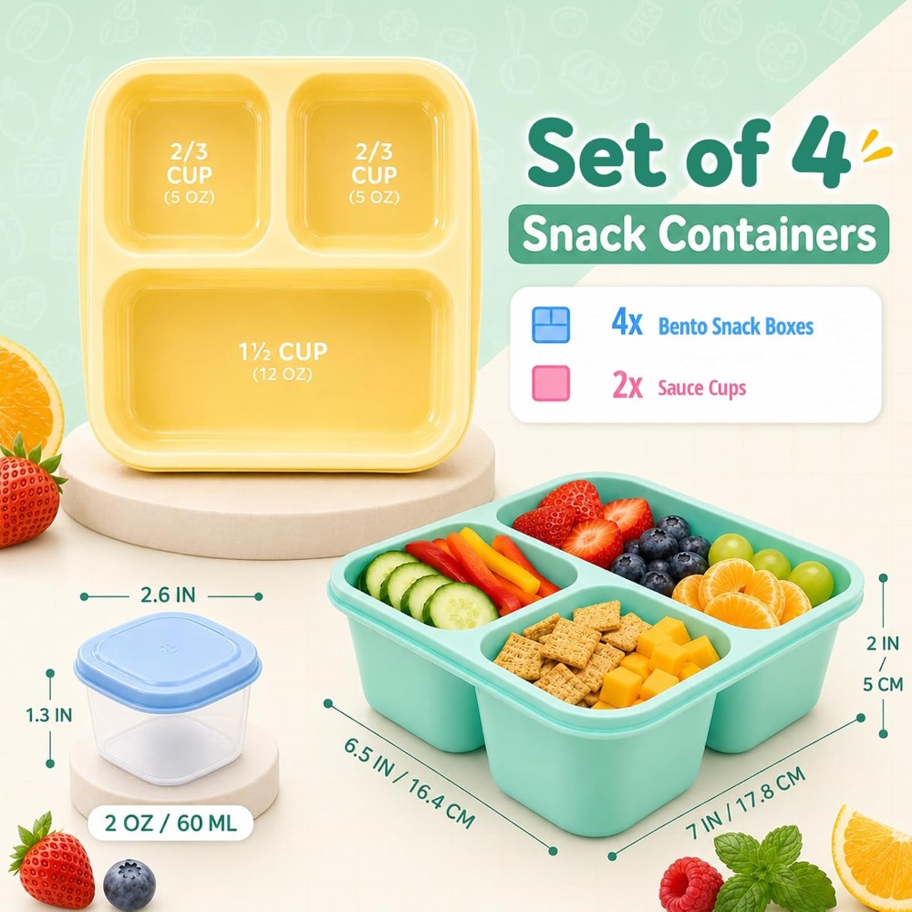 Kotak Bento 3 Kompartemen untu - Healthy Snacks Food ulasan dan harga